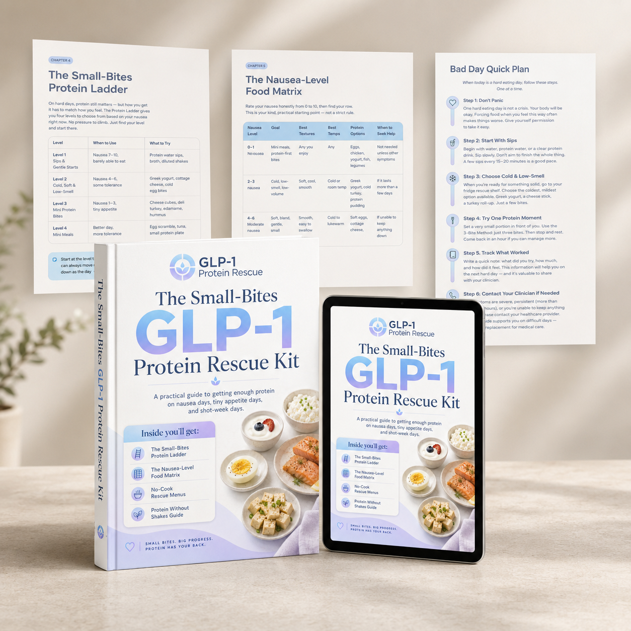 The Small-Bites GLP-1 Protein Rescue Kit — book, tablet and chapter previews